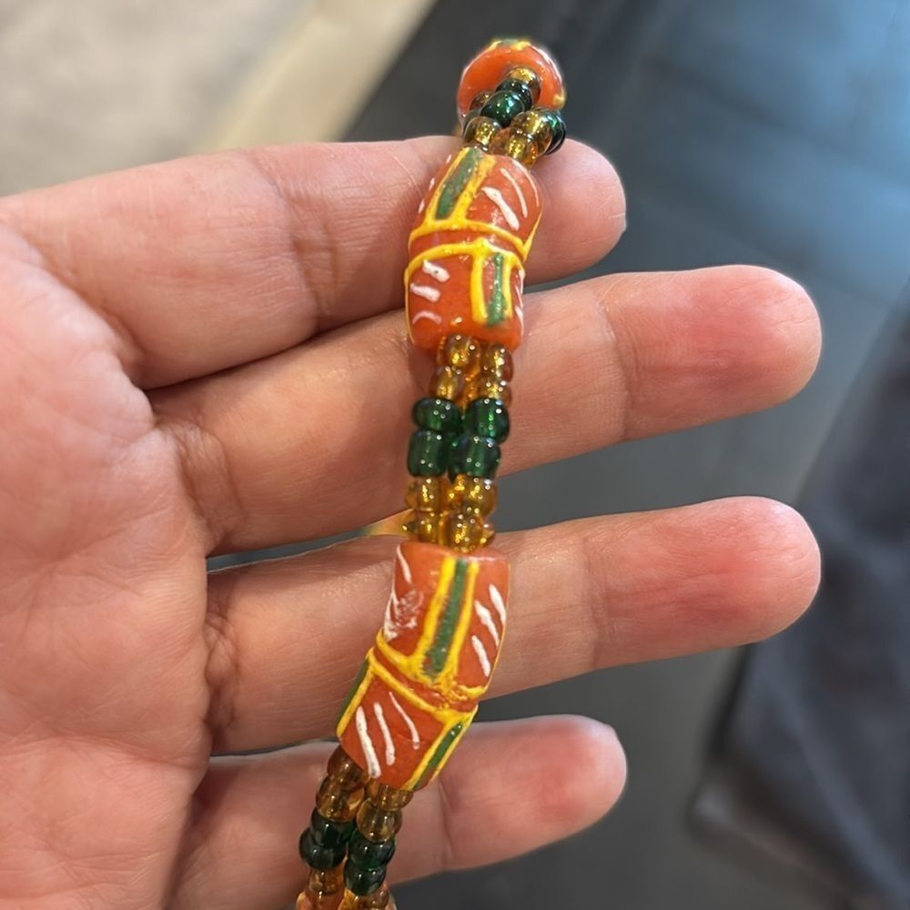 Vintage African Jamaica Glass Rastafarian Screw Closure Necklace - Picture 2 of 10